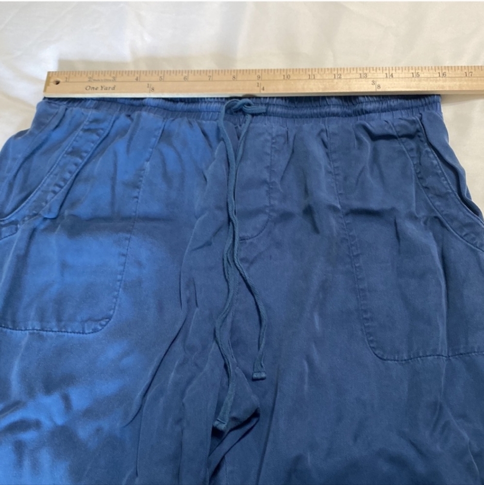 Chelsea & Theodore Blue Twill Drawstring Jogger Pants Women Size L - Picture 9 of 12